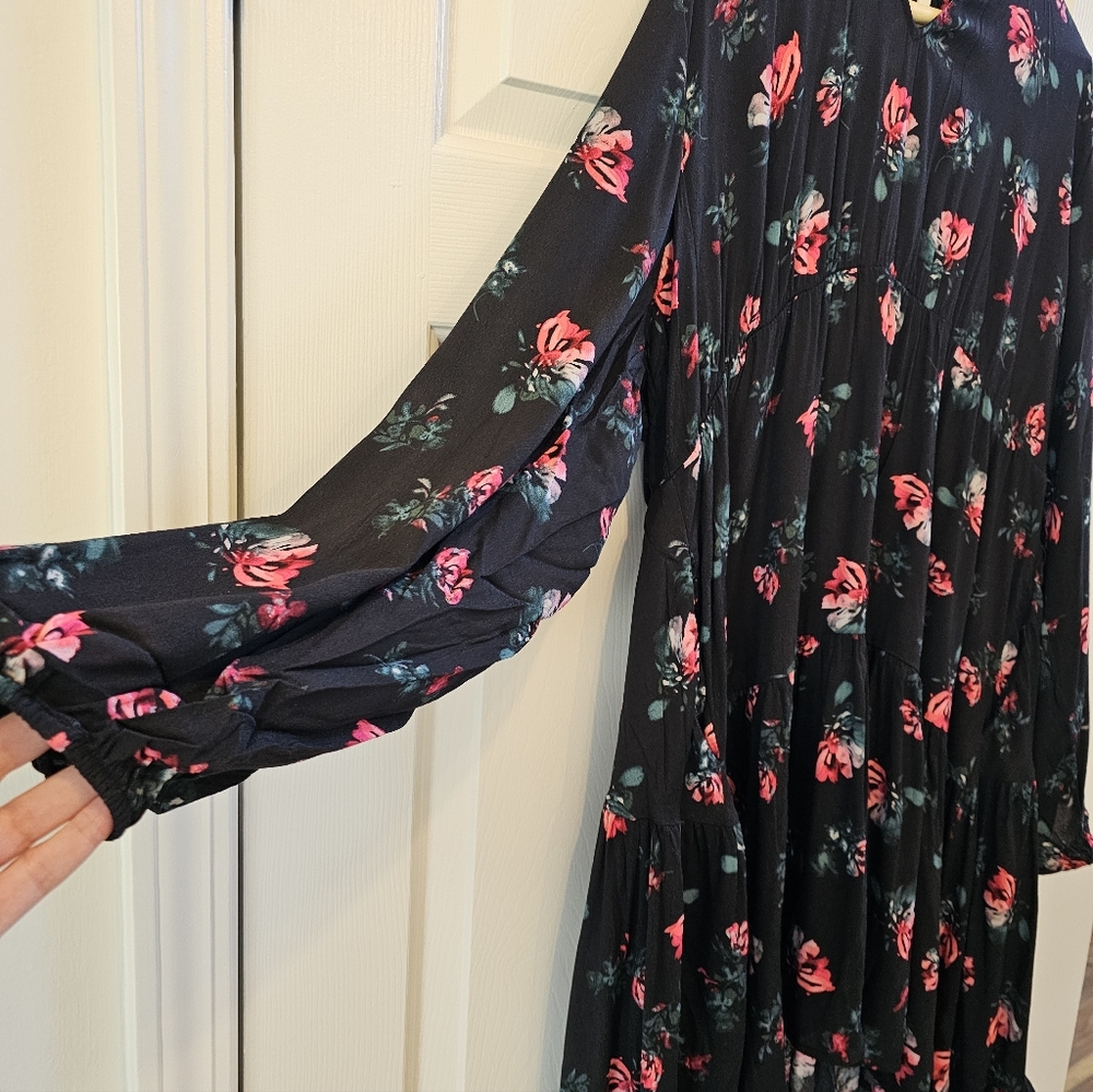 Pink/Red Floral Long Sleeved Babydoll Dress -Brand New! - Picture 3 of 15